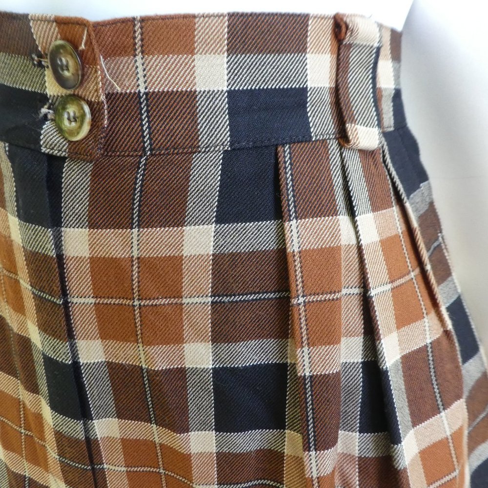Plaid Pleated Bermuda Shorts Vintage 90s Jones New York High Waist Wide Leg USA - Picture 2 of 7